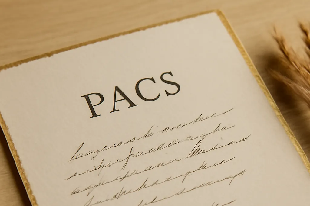 Faire-part de PACS sobre posé sur une table en bois clair
