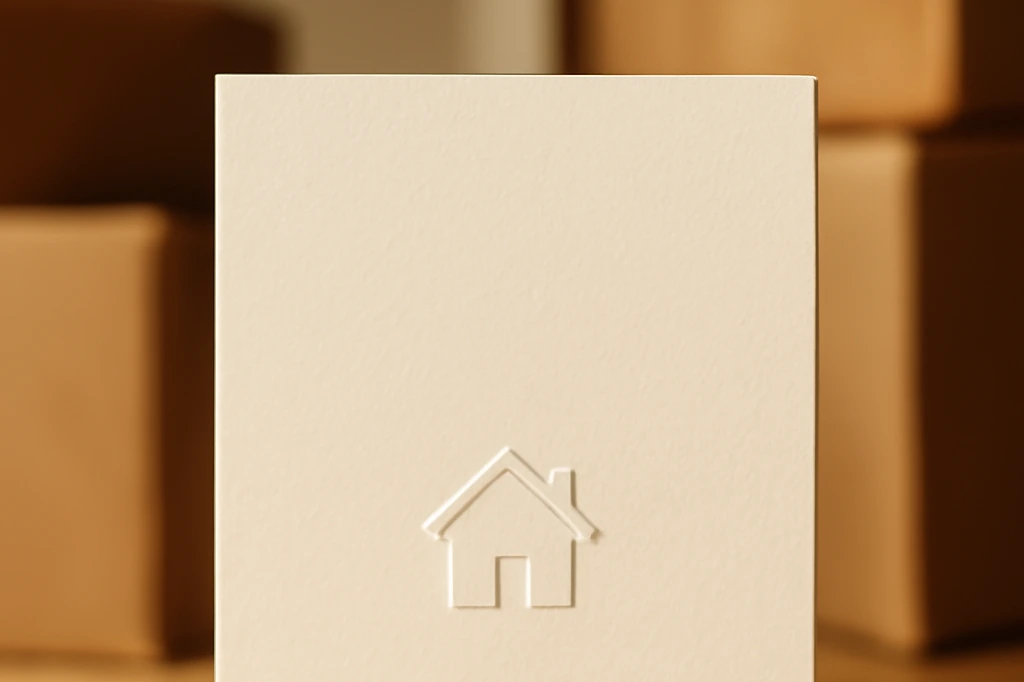 Carte d'annonce de demenagement avec motif de maison