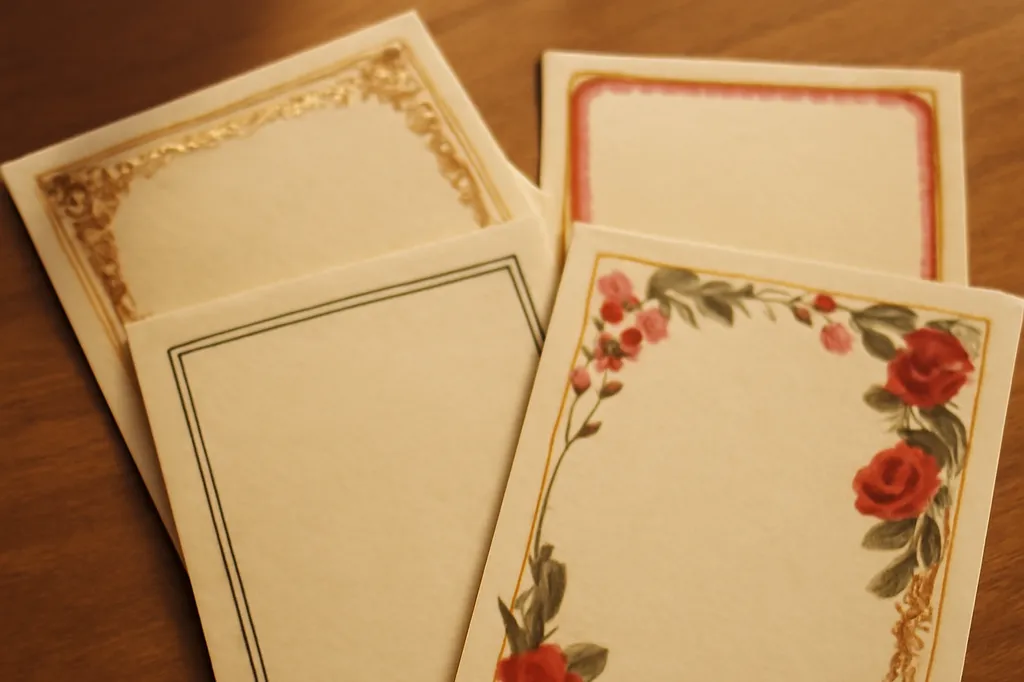 Cartons de faire-part de mariage aux styles varies poses sur une table