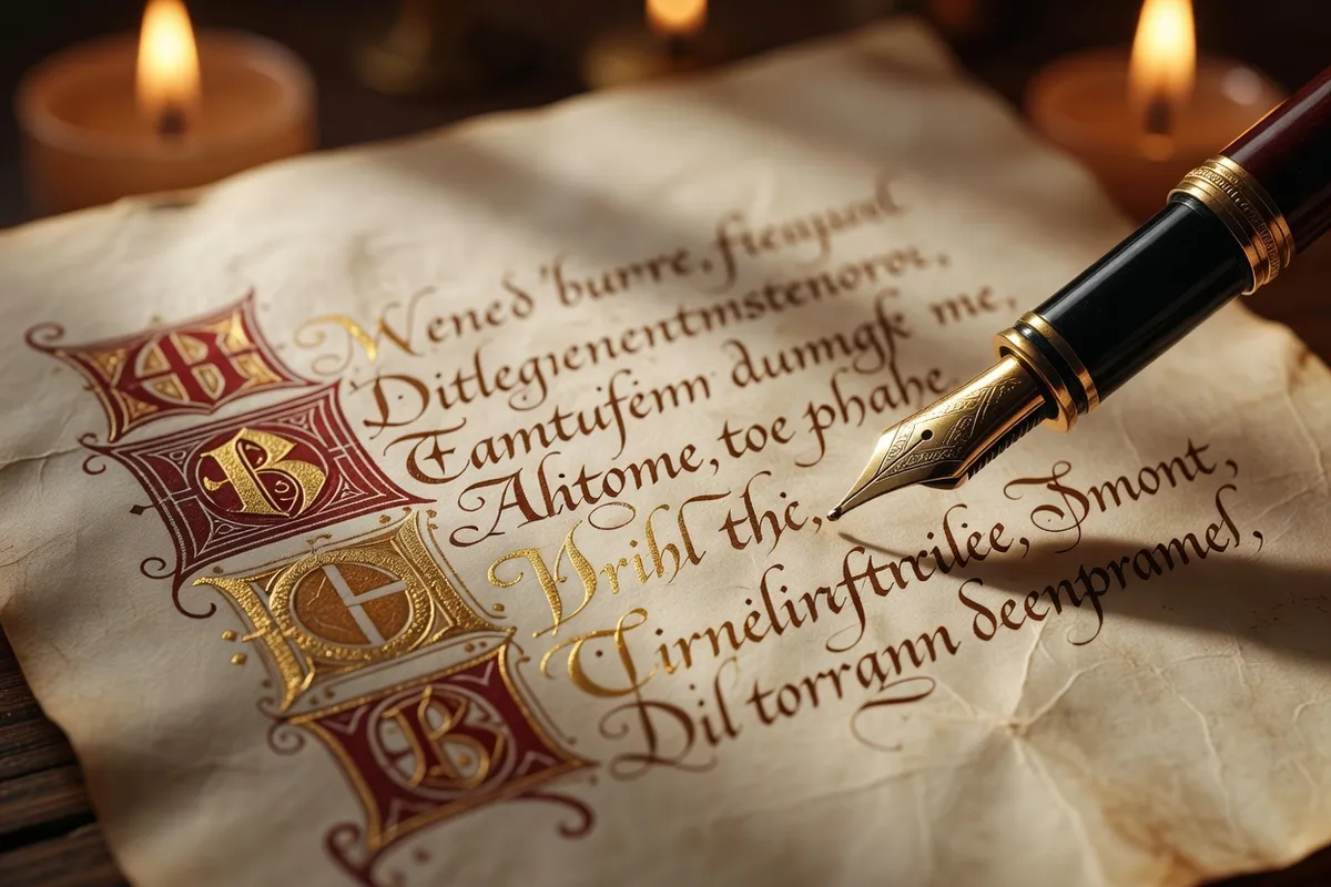 Photorealistic editorial photograph, manuscript medieval atmosphere, warm vellum