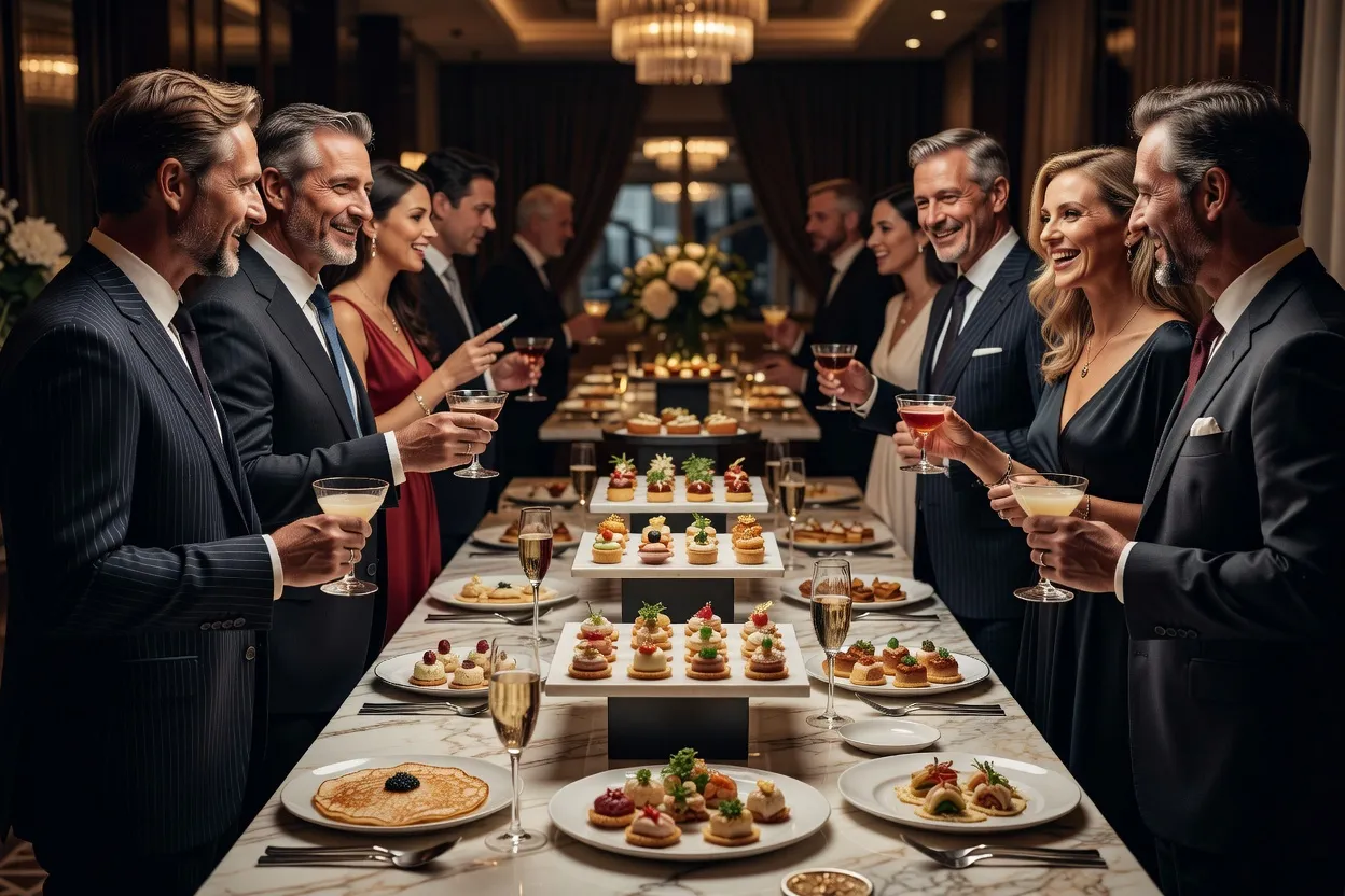 Invites autour d’un buffet de vin d’honneur