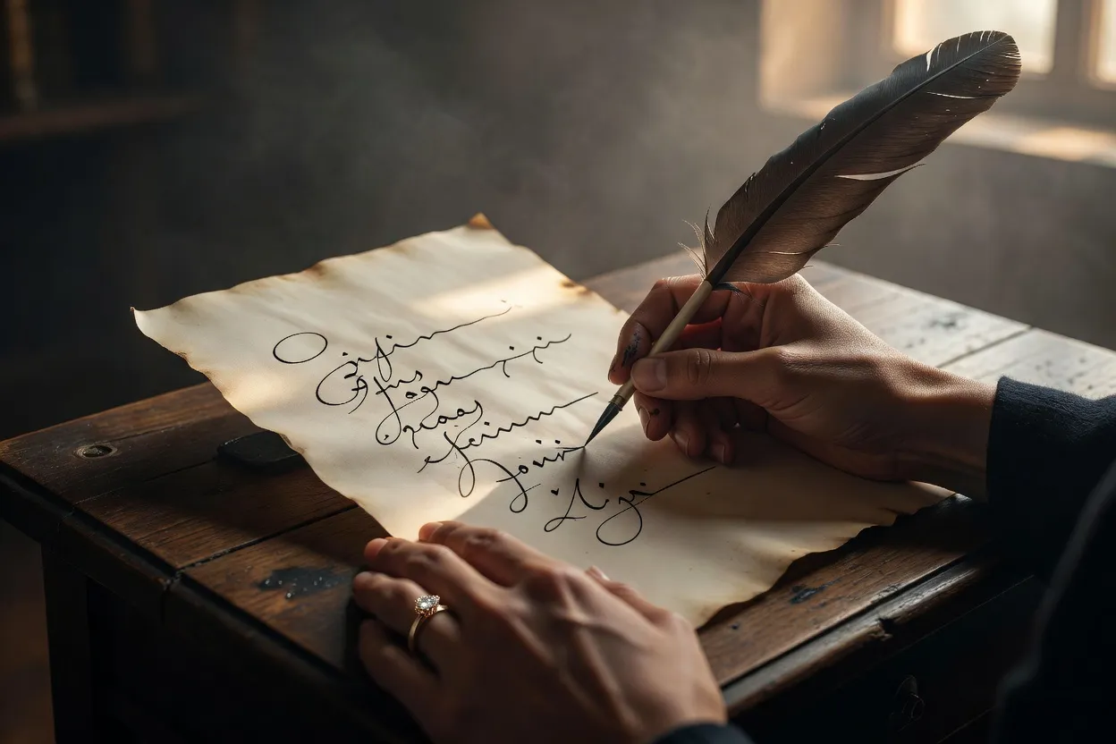 Couple rédigeant ensemble une lettre d’annonce de fiançailles