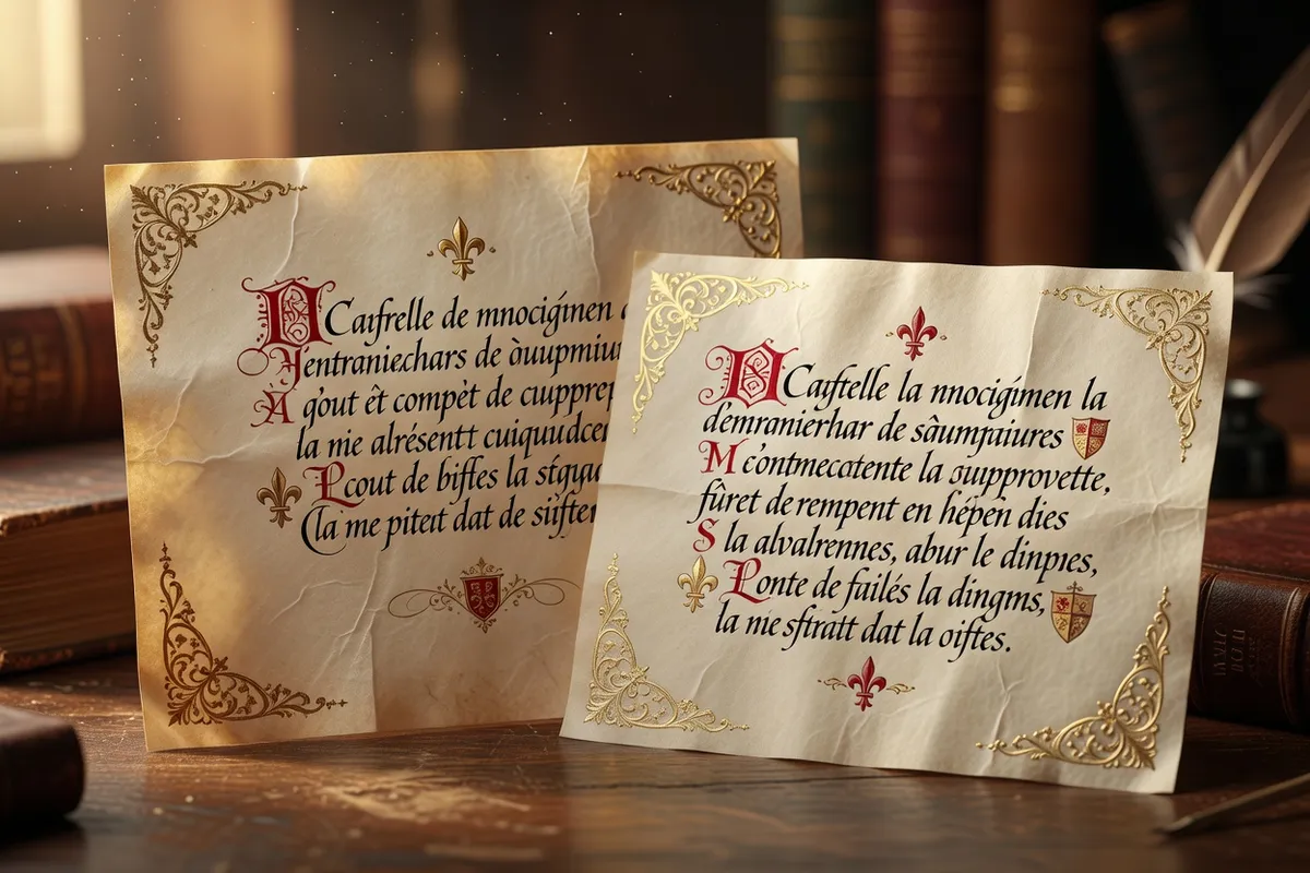Photorealistic editorial photograph, manuscript medieval atmosphere, warm vellum