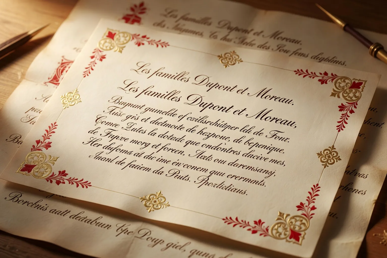 Faire-part de mariage calligraphié avec formules d'annonce